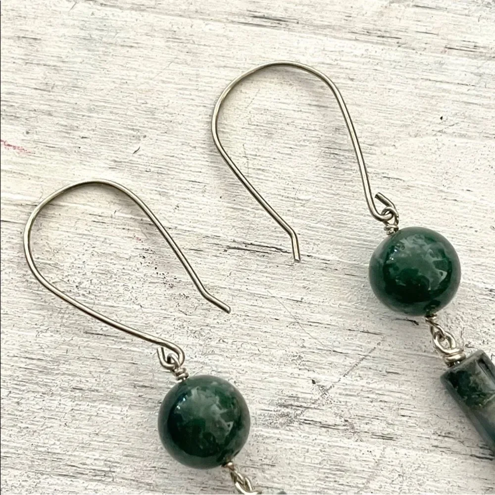 Green moss agate earrings